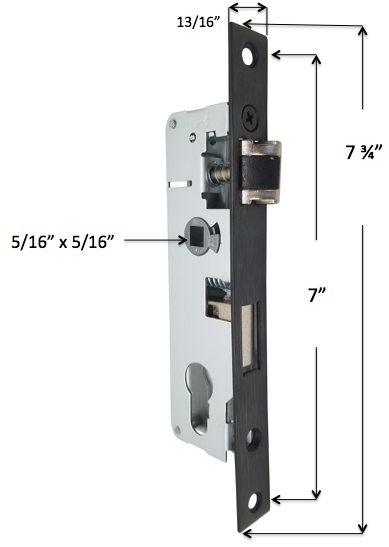 Latch Assembly for Pella Select Mortise Handle Kit with Key Lock, 7/8" Backset