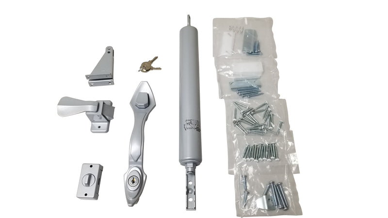 Silver Push Button Handle and Closer Kit Combo with KeyLock - 670 Series Doors