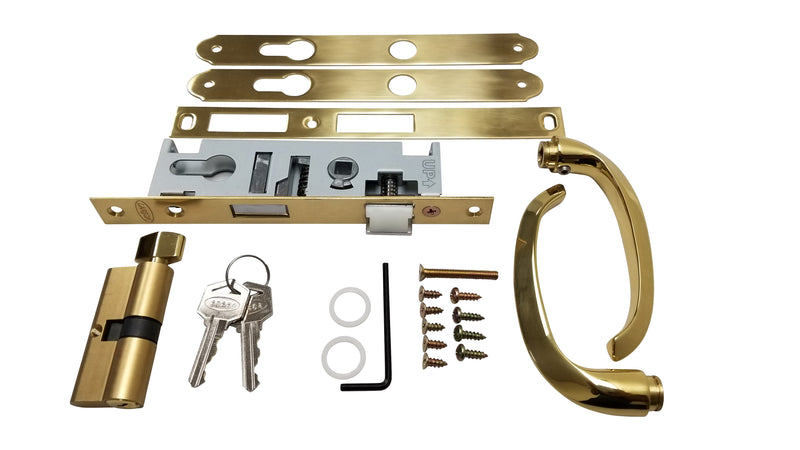 OLDER DOORS Bright Brass Mortise Handle Kit - 7/8" Backset