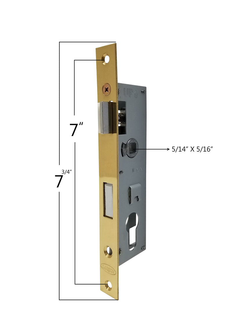 Mortise Latch Assembly for Larson Storm Doors Euro Key Cylinder Lock, 7/8" Backset