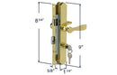 OLDER DOORS Bright Brass Mortise Handle Kit for 1- 5/16" Backset