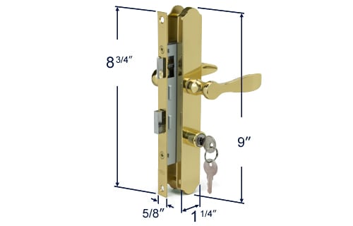 OLDER DOORS Bright Brass Mortise Handle Kit for 1- 5/16" Backset