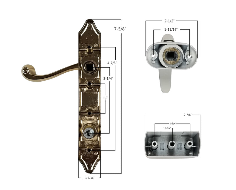 Surface Mount Handle with Key Lock and White Inside Handle - Fits 356 Series