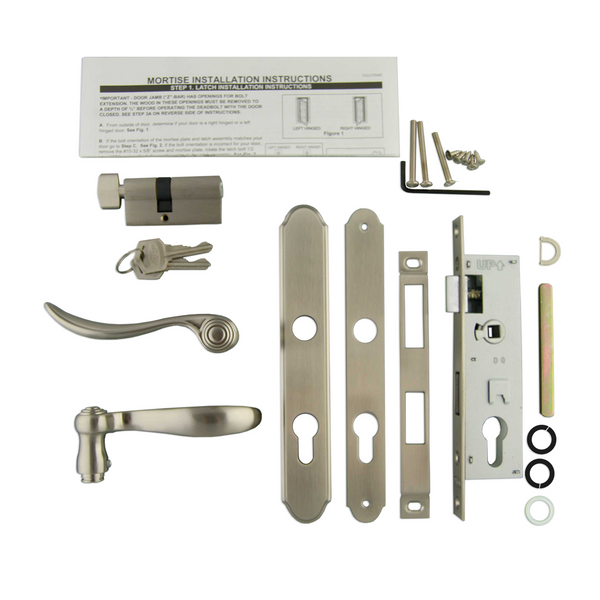 Mortise Hardware Kit With Key And Deadbolt For 1-5/8" Full Glass Storm Doors