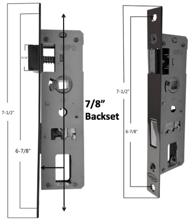 Mortise Latch Assembly for Larson Storm Doors, 7/8" Backset