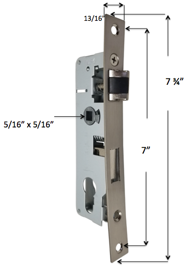 Latch Assembly for Pella Select Mortise Handle Kit with Key Lock, 7/8" Backset