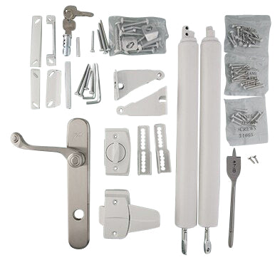 Satin Nickel Outside Handle + Color Match Inside Handle with Double Closer Kit