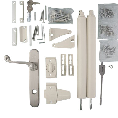 Satin Nickel Outside Handle + Color Match Inside Handle with Double Closer Kit