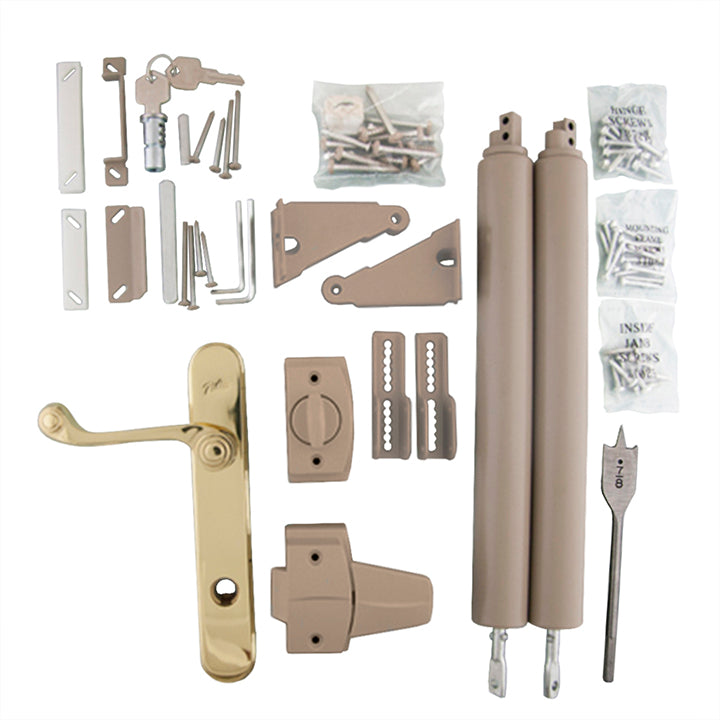 Bright Brass Outside Handle + Color Match Inside Handle with Double Closer Kit