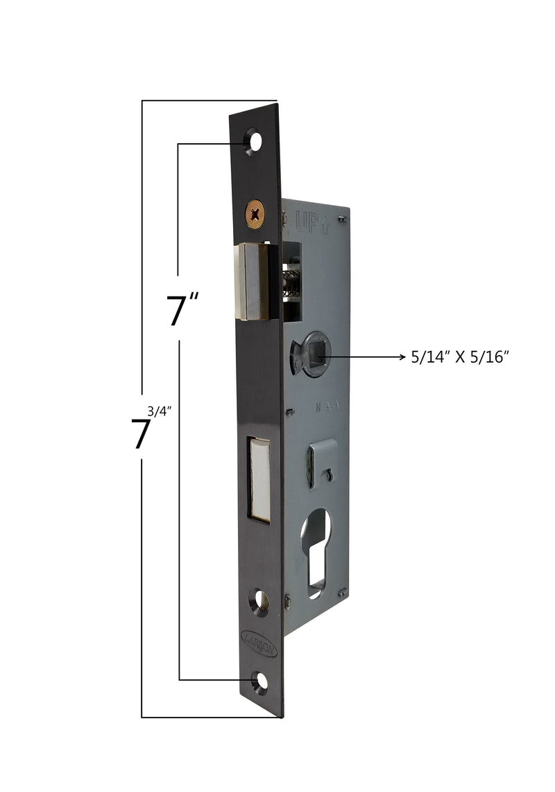 Mortise Latch Assembly for Larson Storm Doors Euro Key Cylinder Lock, 7/8" Backset