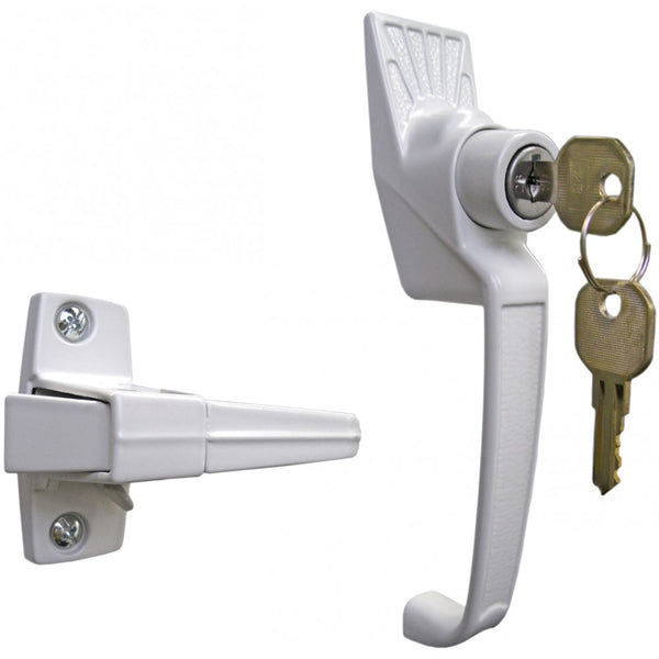 Classic Push-Button Handle Set with Key lock (White)