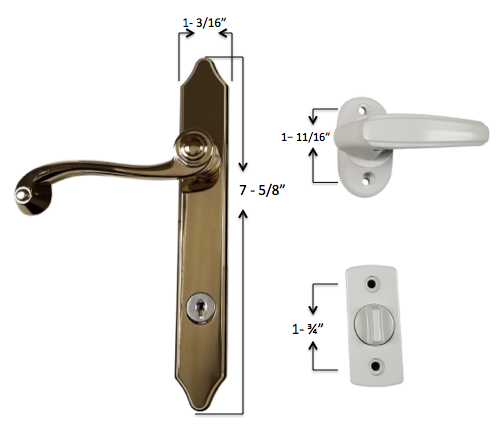 Surface Mount Handle with Key Lock and White Inside Handle - Fits 356 Series