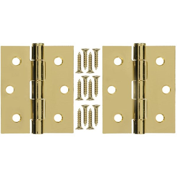 Steel Hinge 3" X 2.5" X 0.08, Brass Plated